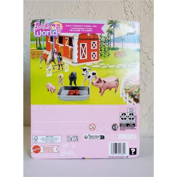 Barbie World Fun on the Farm Animal Playset Mattel Cow, Pig, Lamb & Accessories - Picture 4 of 5